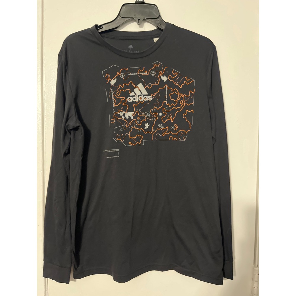 Adidas Mens Aeroready Long Sleeve Running Shirt Black Graphic HA4309 Size S
